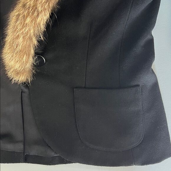 Adampluseve by Adam Lippes Black Wool Coat  with Fur Collar Size 6 - Picture 6 of 6